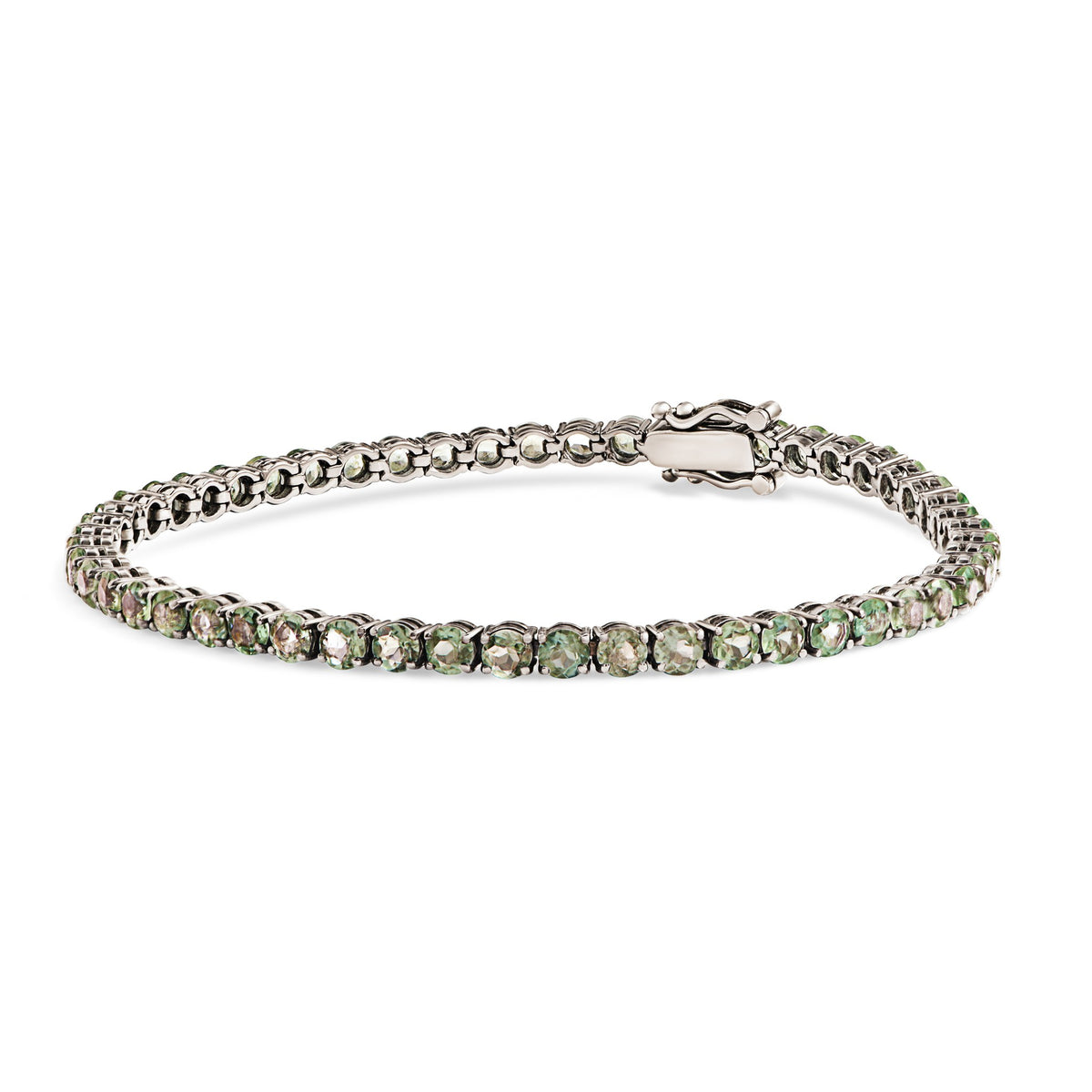 Pulseira Riviera Clássica Esmeraldas 3,0mm em ouro com banho de ródio negro – Rainha da Riviera