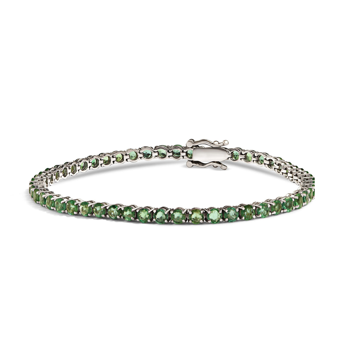 Pulseira Riviera Clássica Esmeraldas 3,1mm em ouro branco – Rainha da Riviera