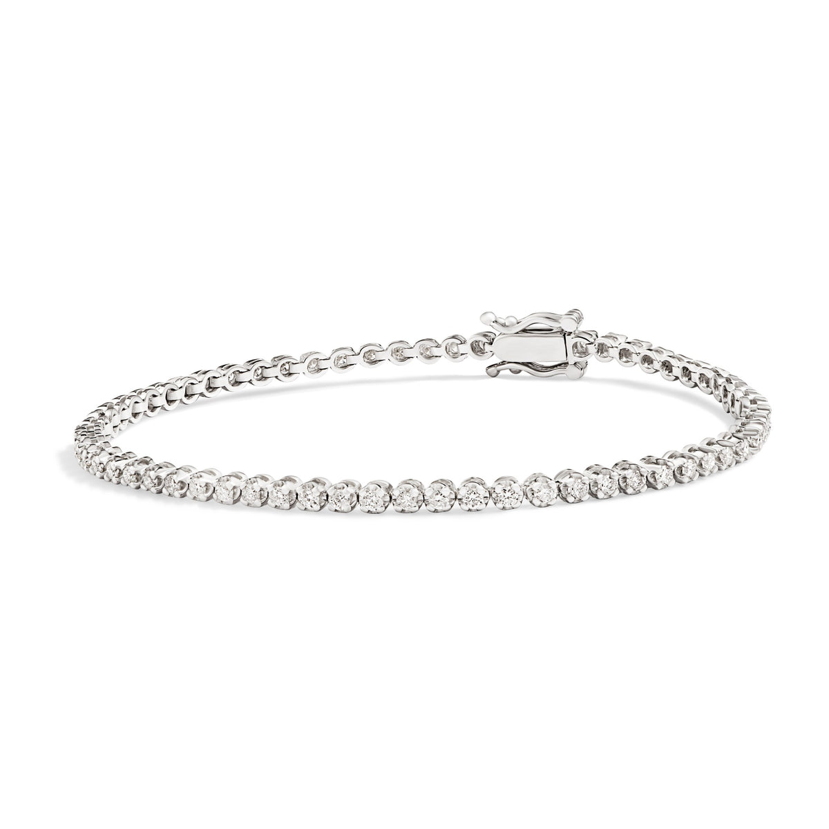 Pulseira Riviera Coroa Diamantes 1,9mm em ouro branco – Rainha da Riviera