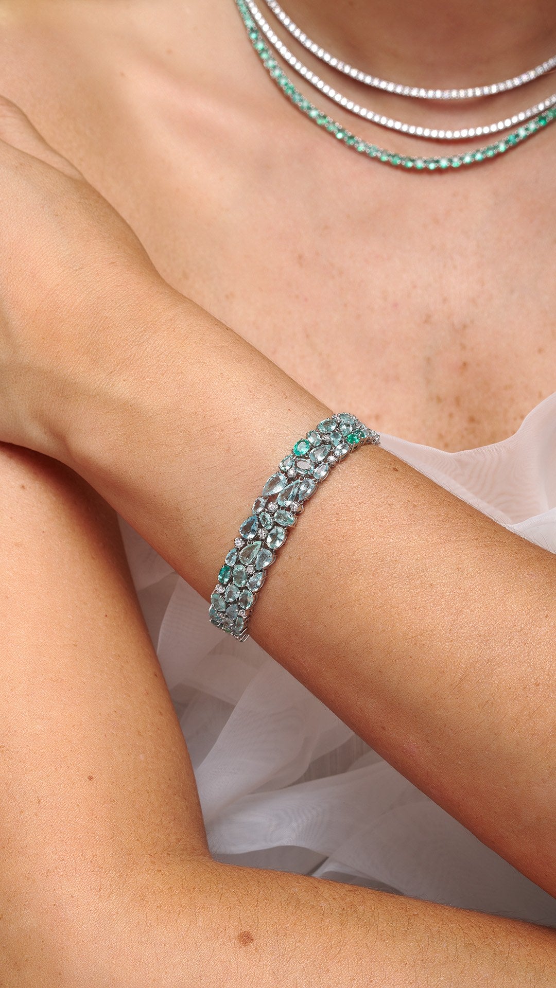 Pulseira Riviera Turmalina Paraíba e Diamantes em ouro branco – foto 2