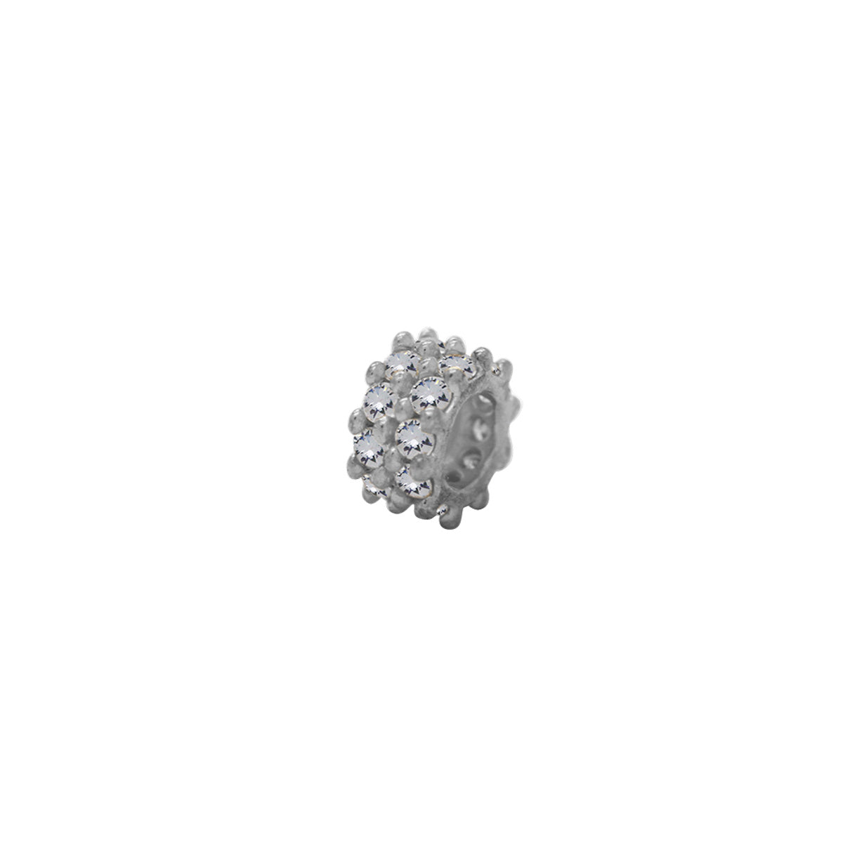 Separador de Pingentes Redondo 2 Carreiros Cravejados Zircônias em Ouro Branco 18K
